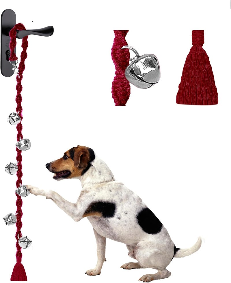 GINIDEAR Dog Bells to Go Outside & Puppy Potty Training, Adjustable Dog Door Bell Ring to Go Potty, Handmade with Premium Yarn. Twisted Style, Rosered - Image 1